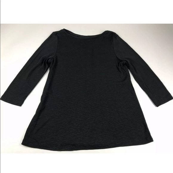 J Jill Black Button Back Tunic Tee Top Pima SZ M - Picture 2 of 7